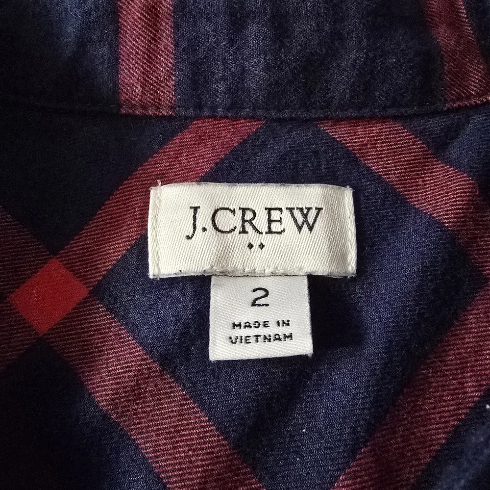 J. Crew Navy and Red Plaid Long Sleeve Dress - Picture 6 of 11